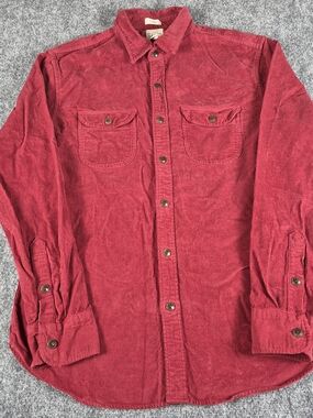 J. Crew Red Corduroy Button Down Shirt Classic Fit Long Sleeve Mens SIZE Medium